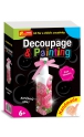 Decoupage.  Pink flowers. Vase